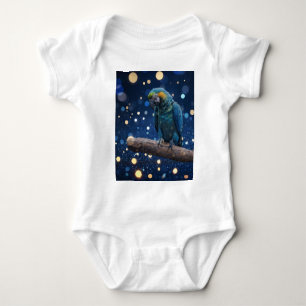 Blue Majesty: The Blue Macaw On Dreamy Blue Bokeh, Baby Bodysuit