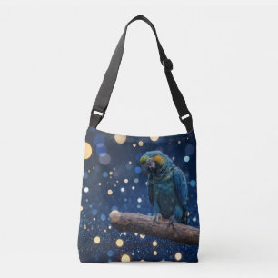 Blue Majesty: The Blue Macaw On Dreamy Blue Bokeh, Crossbody Bag