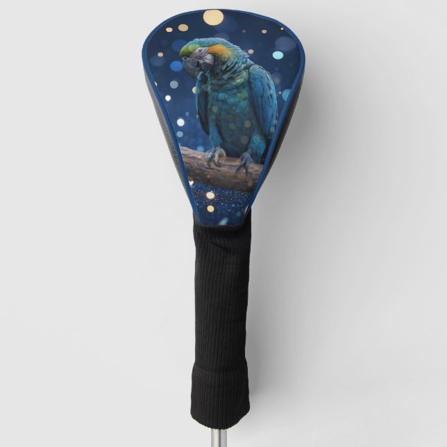 Blue Majesty: The Blue Macaw On Dreamy Blue Bokeh, Golf Head Cover (Front)