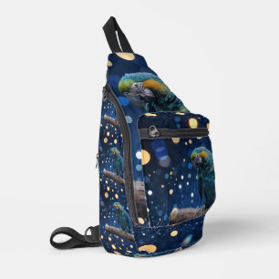 Blue Majesty: The Blue Macaw On Dreamy Blue Bokeh, Sling Bag