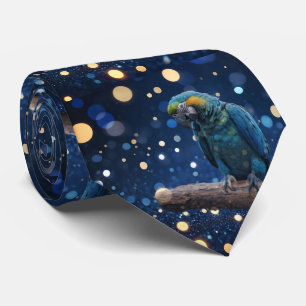 Blue Majesty: The Blue Macaw On Dreamy Blue Bokeh, Tie