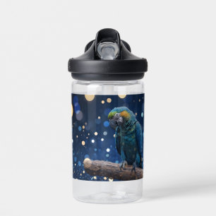 Blue Majesty: The Blue Macaw On Dreamy Blue Bokeh, Water Bottle