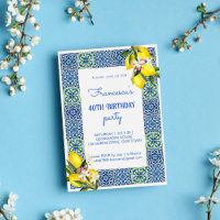 Blue Majolica Tiles lemons Mediterranean birthday