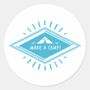 Blue Make a Camp, Great Adventure Classic Round Sticker