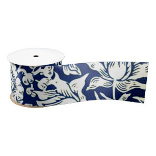 Blue Mallow by William Morris Satin Ribbon