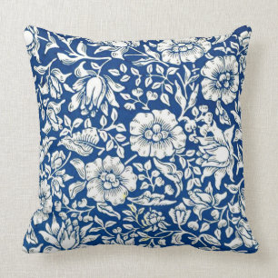 Blue Mallow vintage pattern Throw Pillow