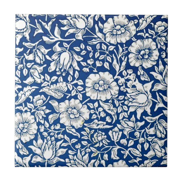 Blue Mallow vintage pattern Tile (Front)