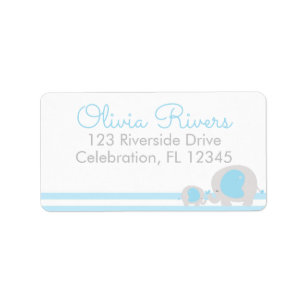 Blue Mama & Baby Elephant Return Address Labels