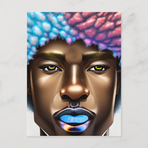 Blue Man Black King Melanin Bruh Brother Postcard