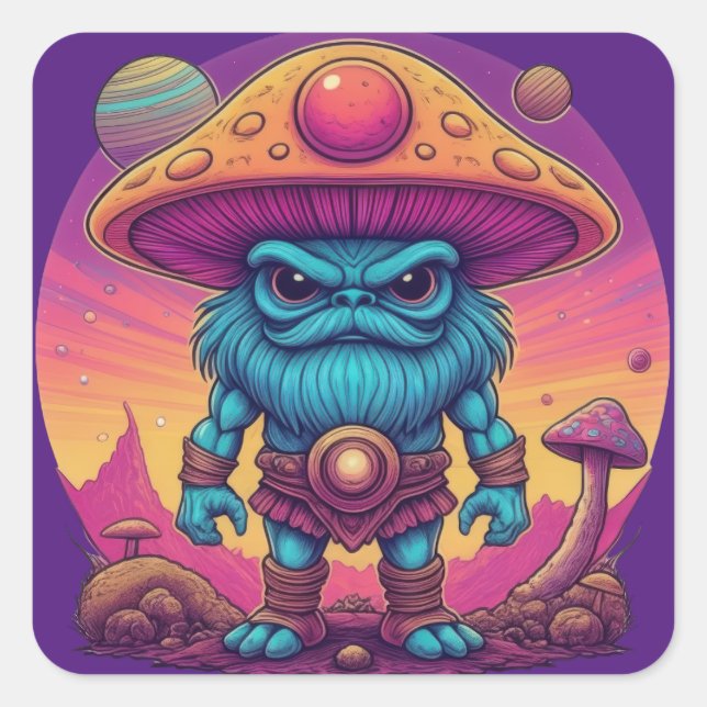 Blue Man Mushroom  Square Sticker (Front)