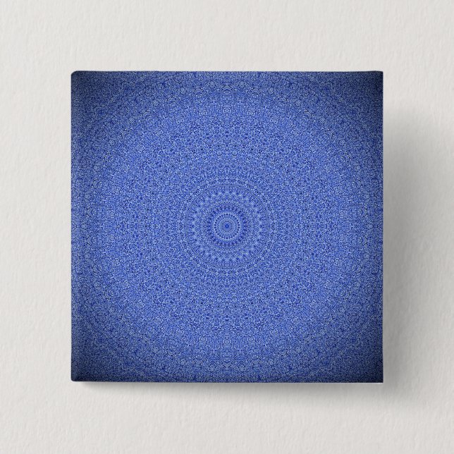 Blue Mandala 2 Inch Square Button (Front)