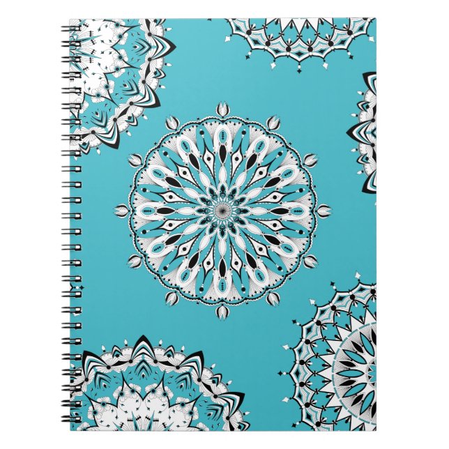 Blue Mandala 2 Spiral Notebook (Front)