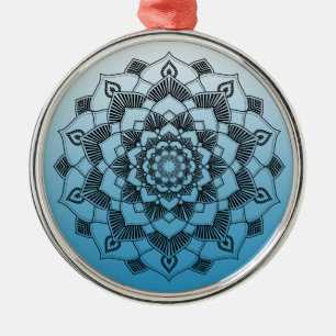 Blue Mandala Abstract Beautiful Christmas Metal Ornament