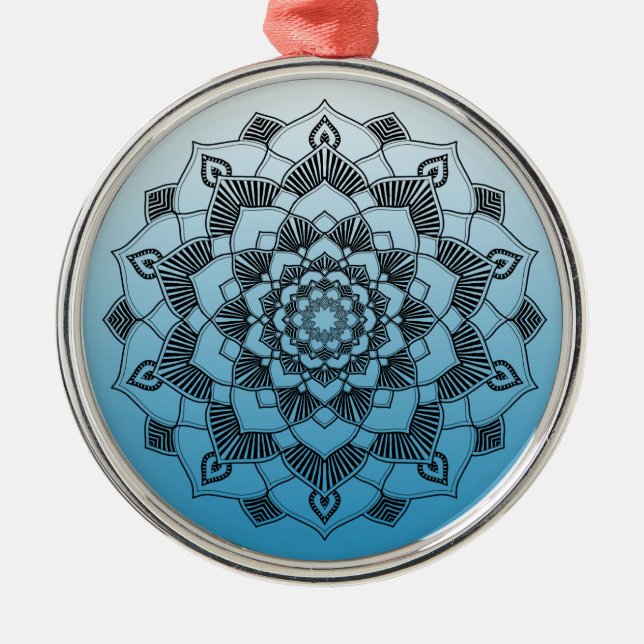 Blue Mandala Abstract Beautiful Christmas Metal Ornament (Front)