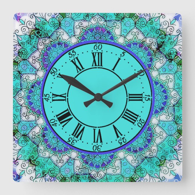 Blue mandala Acrylic Wall Clock (Front)
