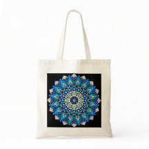 Blue Mandala Boho Floral Geometric Canvas