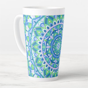 Blue Mandala Boho Spiritual Geometric Pattern Cozy Latte Mug