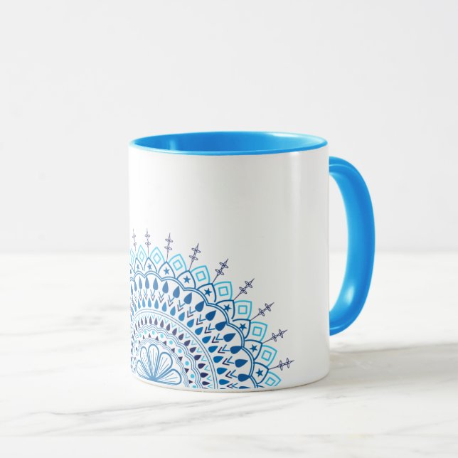 Blue mandala coffee mug (Front Right)