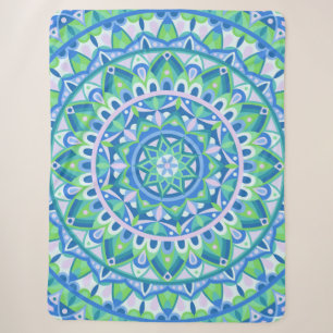 Blue Mandala Cozy Boho Spiritual Geometric Hygge Sherpa Blanket