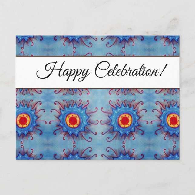 Blue Mandala Custom Celebration  Postcard (Front)