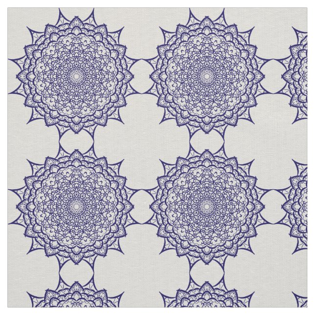 Blue mandala design fabric (Swatch)