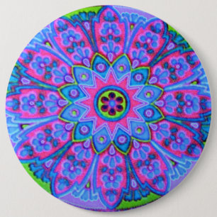 Blue Mandala Fashion Button Jewellery Broach Pin