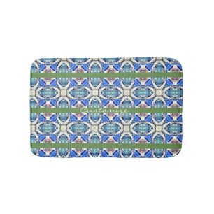 blue mandala hearts horizontal lines Thunder_Cove Bath Mat
