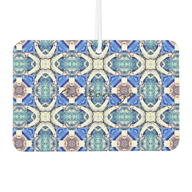 Blue mandala hearts pattern Thunder_Cove Air Freshener (Front)