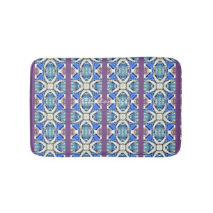 Blue mandala hearts pattern Thunder_Cove Bath Mat