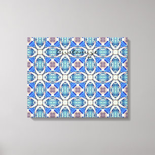 Blue mandala hearts pattern Thunder_Cove Canvas Print