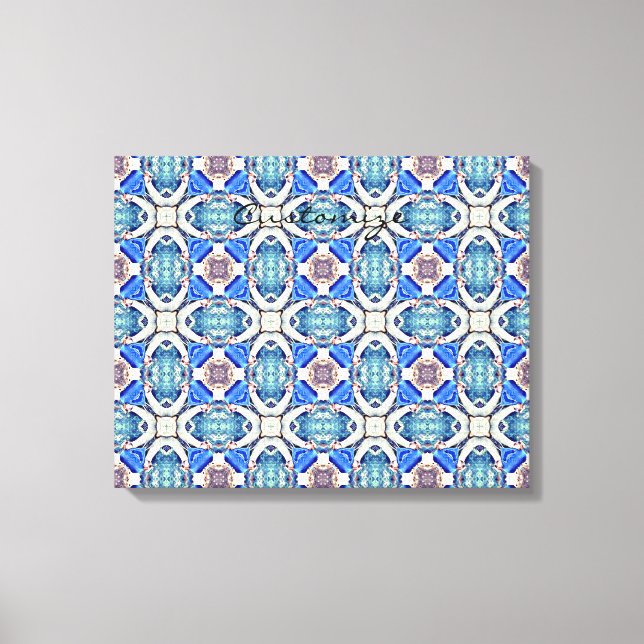 Blue mandala hearts pattern Thunder_Cove Canvas Print (Front)