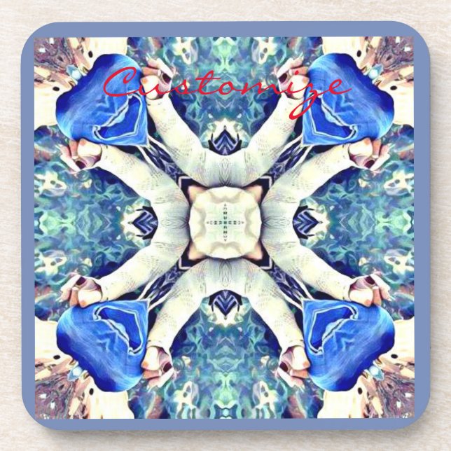 Blue mandala hearts pattern Thunder_Cove Coaster (Front)