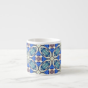 Blue mandala hearts pattern Thunder_Cove Espresso Cup