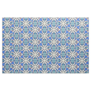 Blue mandala hearts pattern Thunder_Cove Fabric