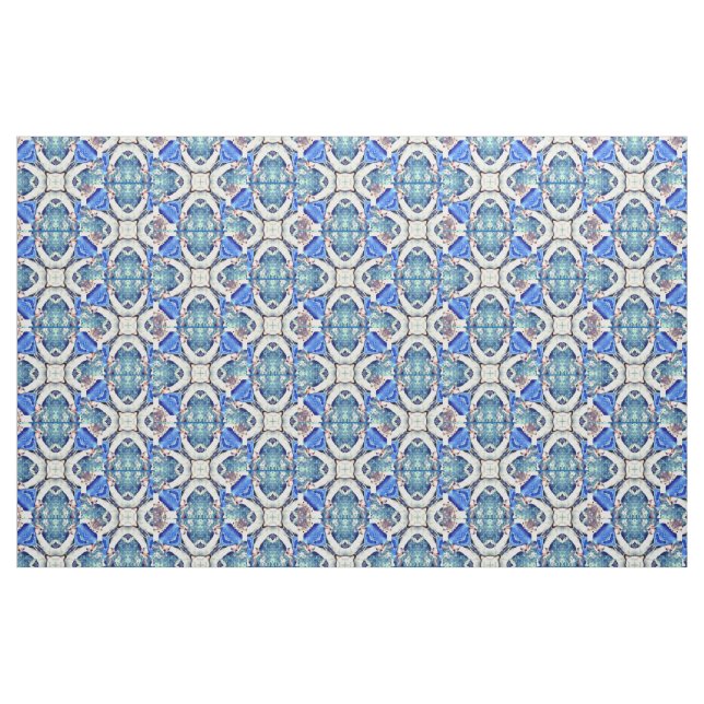 Blue mandala hearts pattern Thunder_Cove Fabric (Fat Quarter)