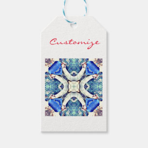 Blue mandala hearts pattern Thunder_Cove Gift Tags