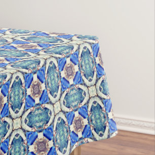 Blue mandala hearts pattern Thunder_Cove Tablecloth