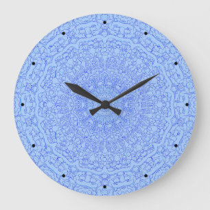 Blue mandala large clock