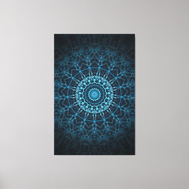 Blue Mandala Net Retro Hippie Trippy Boho Chic Canvas Print (Front)