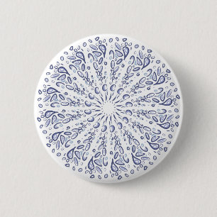 Blue mandala pattern 2 inch round button
