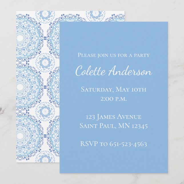 Blue Mandala Pattern Invitation (Front/Back)
