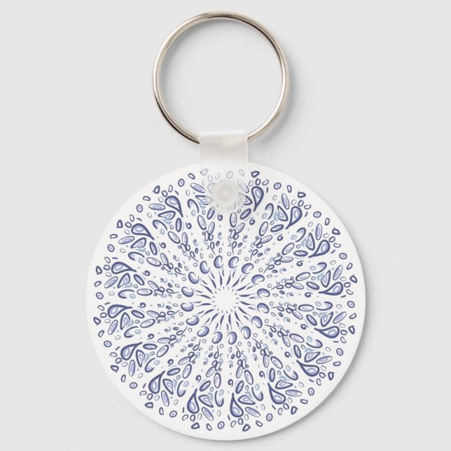Blue mandala pattern keychain (Front)