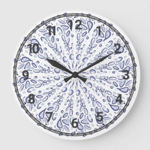 Blue mandala pattern large clock