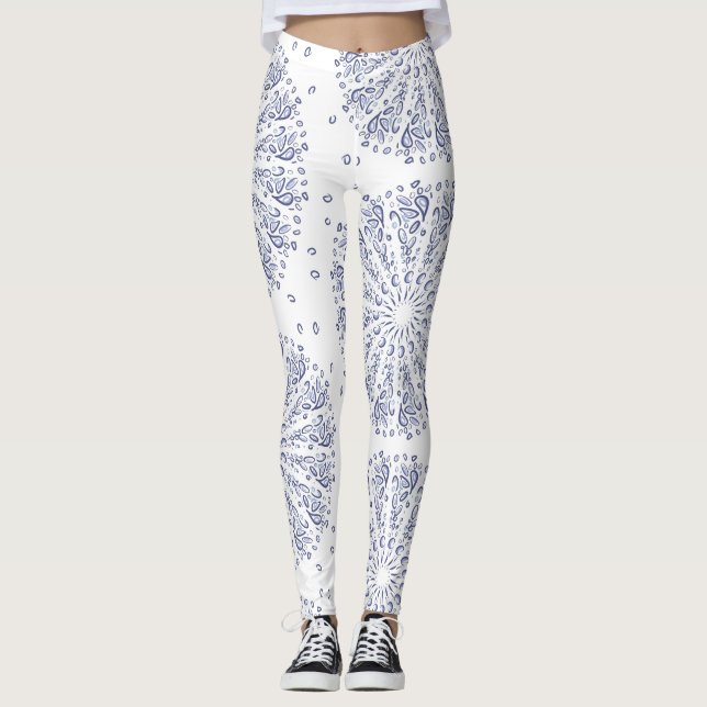 Blue mandala pattern leggings (Front)