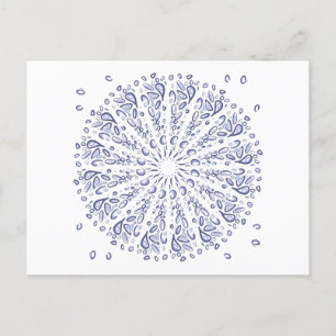 Blue mandala pattern postcard
