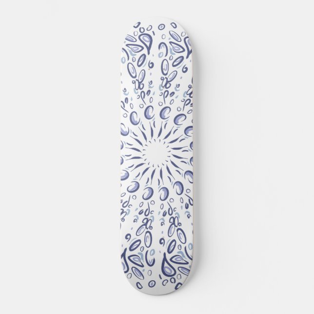 Blue mandala pattern skateboard (Front)