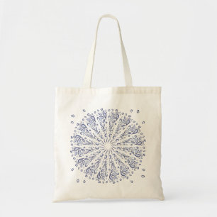 Blue mandala pattern tote bag