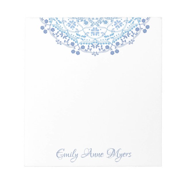 Blue Mandala Personalized Note Pad (Front)