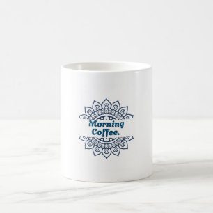 Blue Mandala Split Pattern Morning Coffee Ceramic  Mug