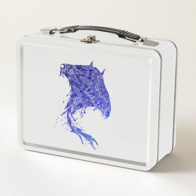 Blue Mandala Stingray Metal Lunch Box (Front)